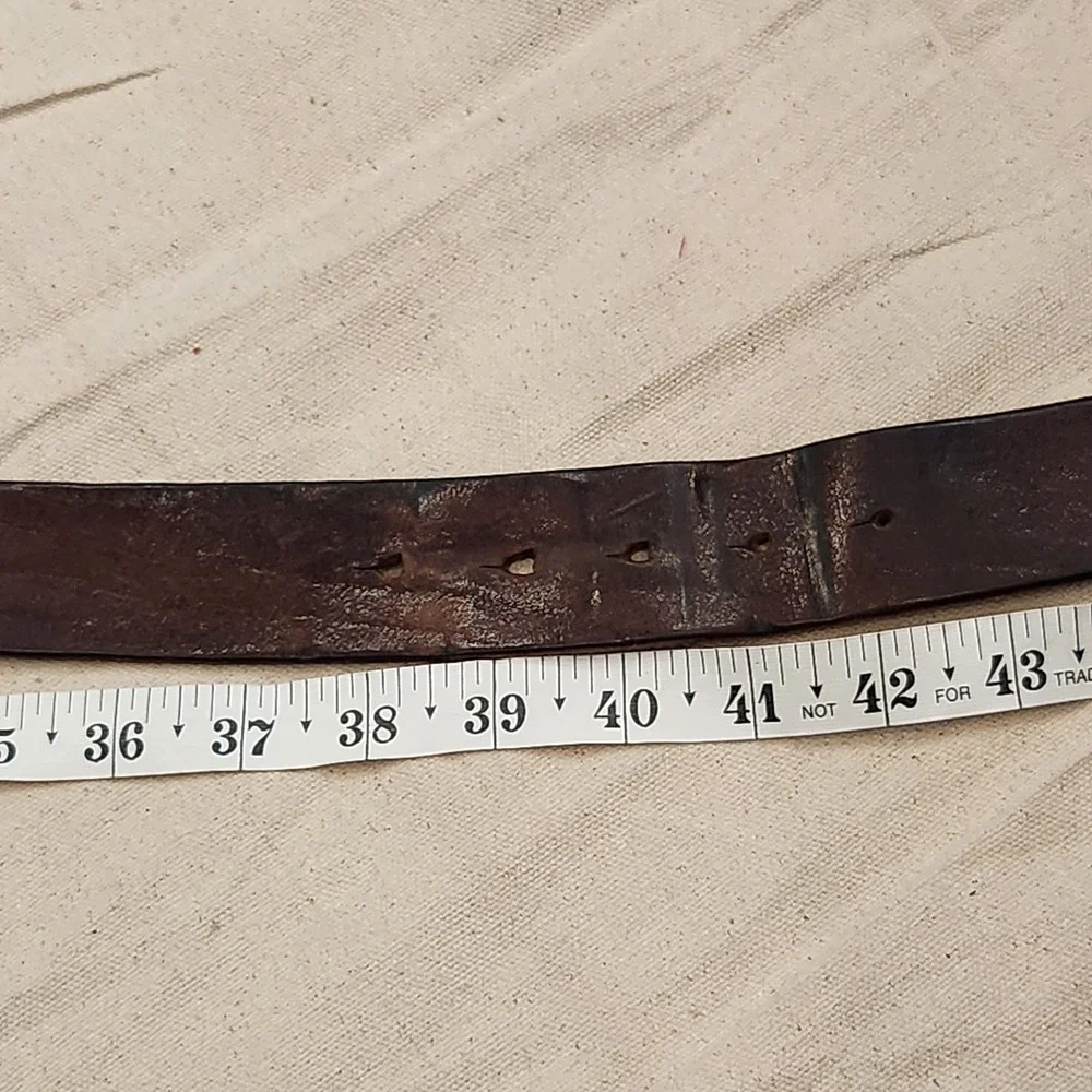 Express Men's Brown Leather Belt Size 36 Made in Italy Silver Tone Buckle Y2k